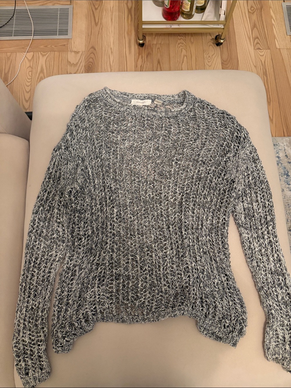 Inhabit Marled Black & White Crewneck Sweater